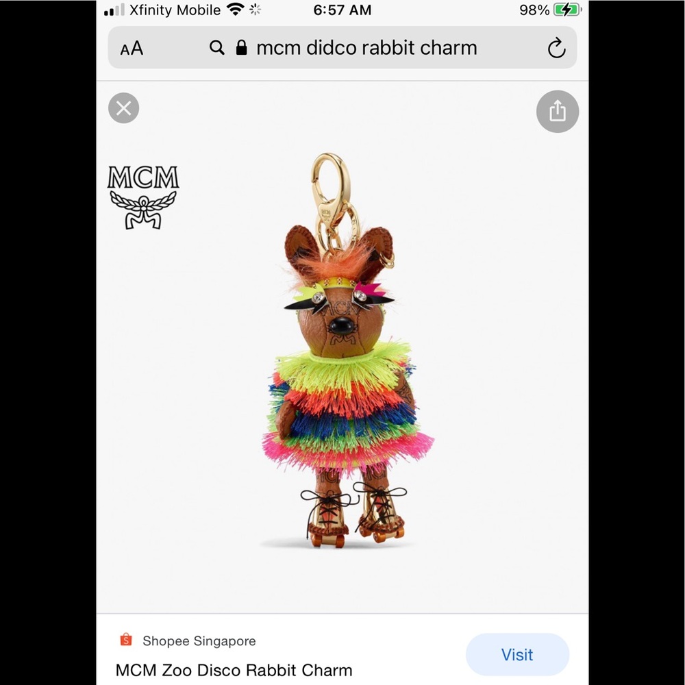 🛑 SOLD Brand New MCM Colorful Disco Rabbit Charm, $430